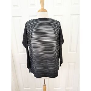 MC Oasis Womens Black White Pleated Dolman Long Sleeve Top One Size